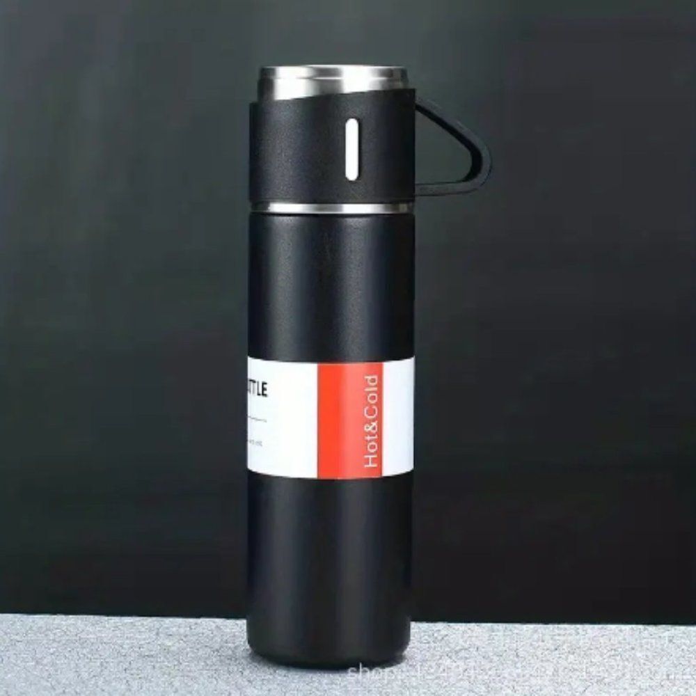 16oz Stainless Thermos with Cup Black
